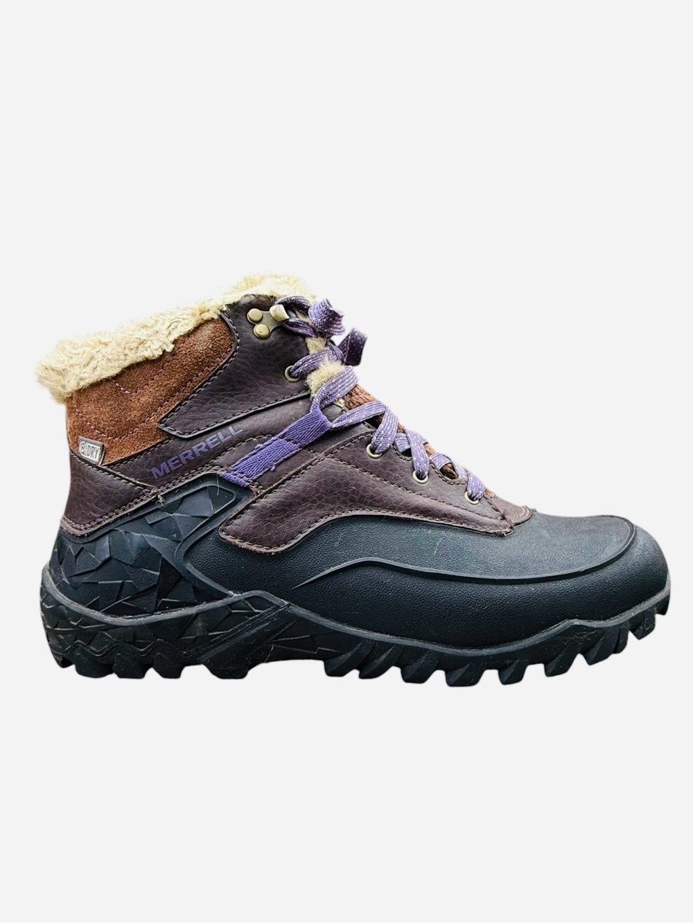 Merrell Fluorecein Shell 6 Waterproof Winter Boots Size 9.5 Purple Faux Fur